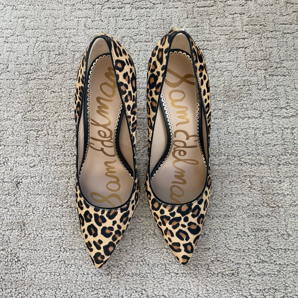 NWT! Sam Edelman Danna Calf Hair Leopard Print Stiletto Heels 7.5